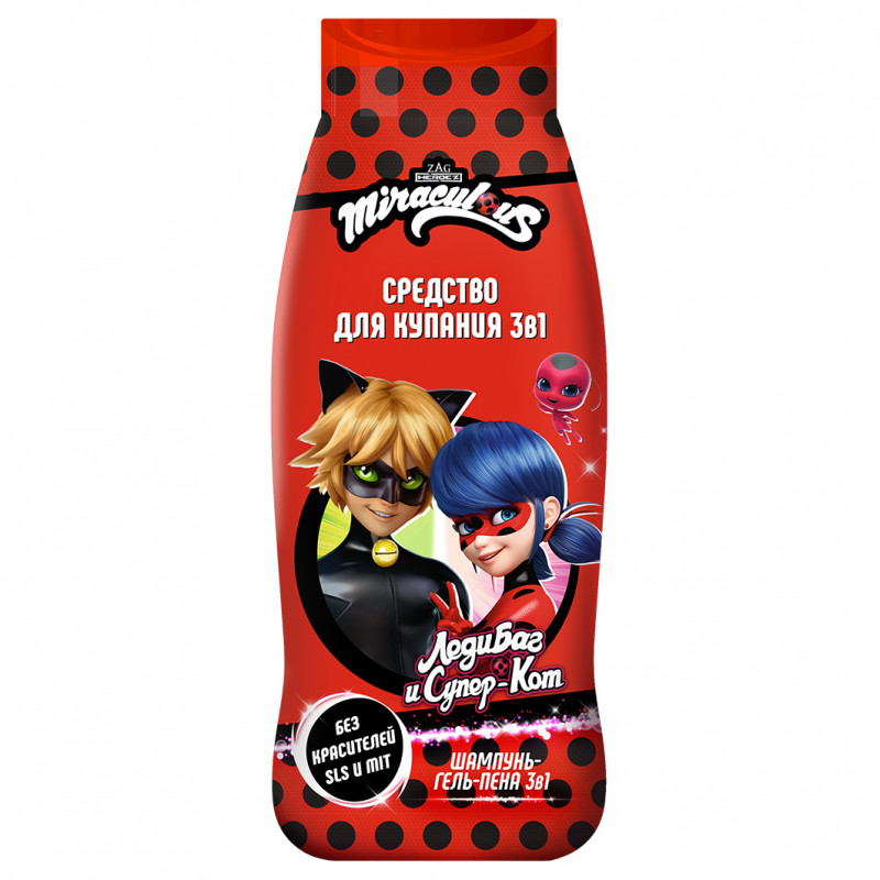 Средство для купания детское 3в1 Леди Баг и Супер-Кот 400мл от Miraculous + 1