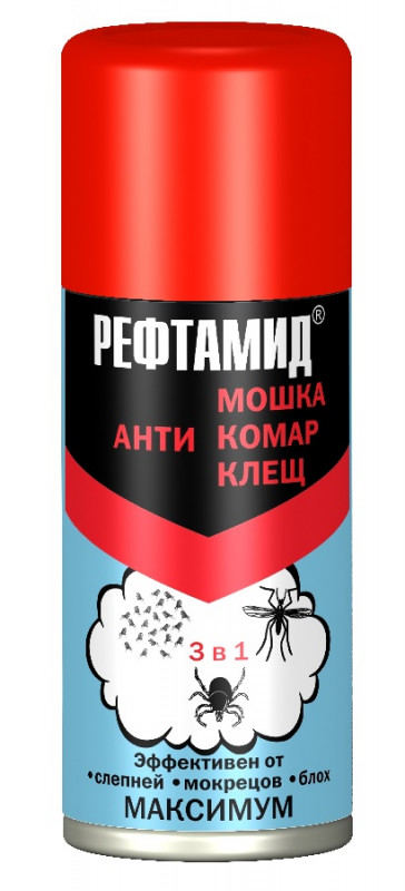 Рефтамид Максимум 3в1 Антимошка, антикомар, антиклещ 100мл от Рефтамид + 1