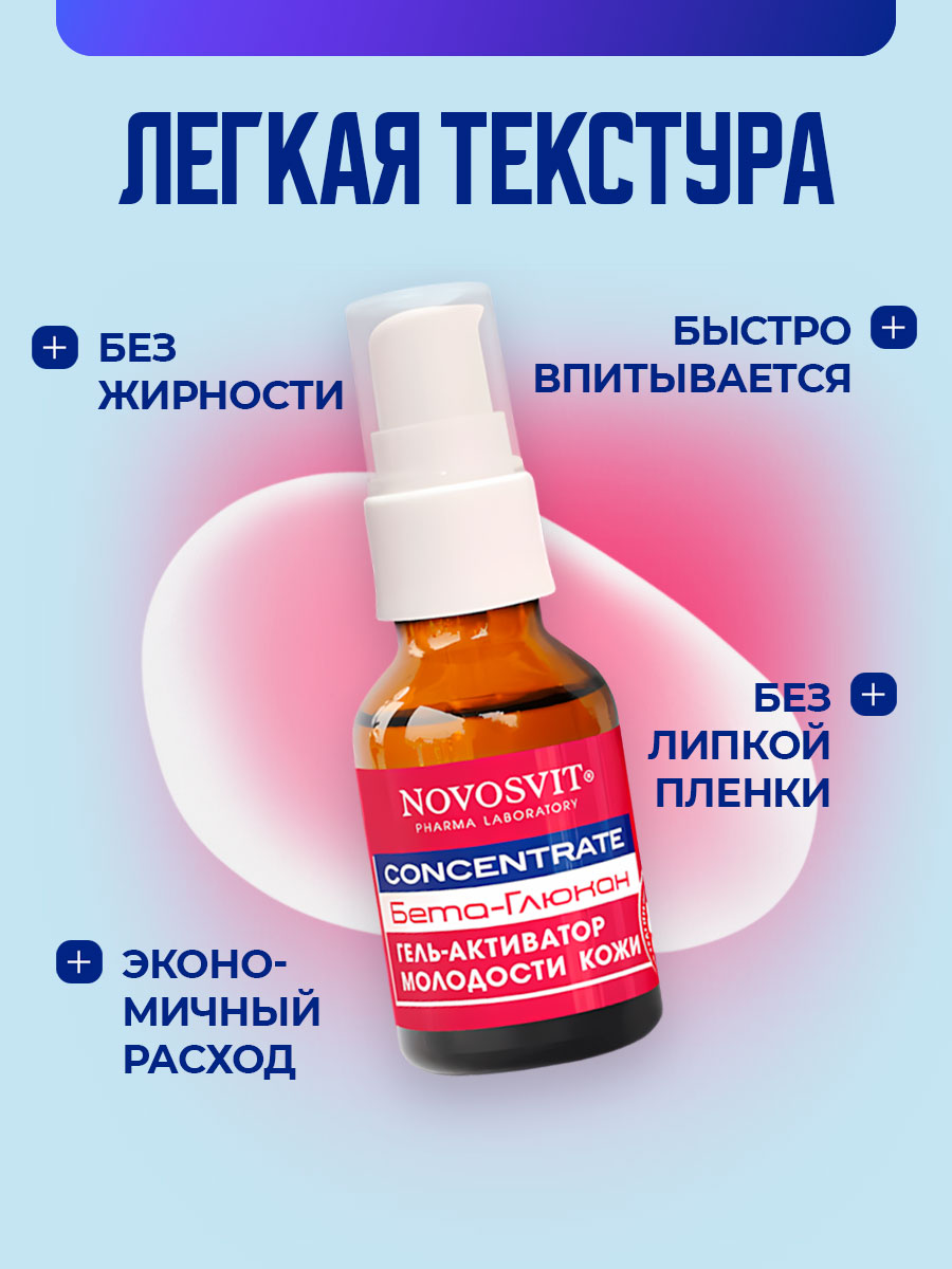Concentrate Гель-активатор молодости кожи с Бета-Глюканом 25мл от Novosvit + 4