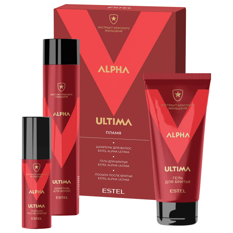Alpha Ultima Набор (Шампунь 300мл + Гель для бритья 100мл + Лосьон после бритья 100мл) от Estel + 1