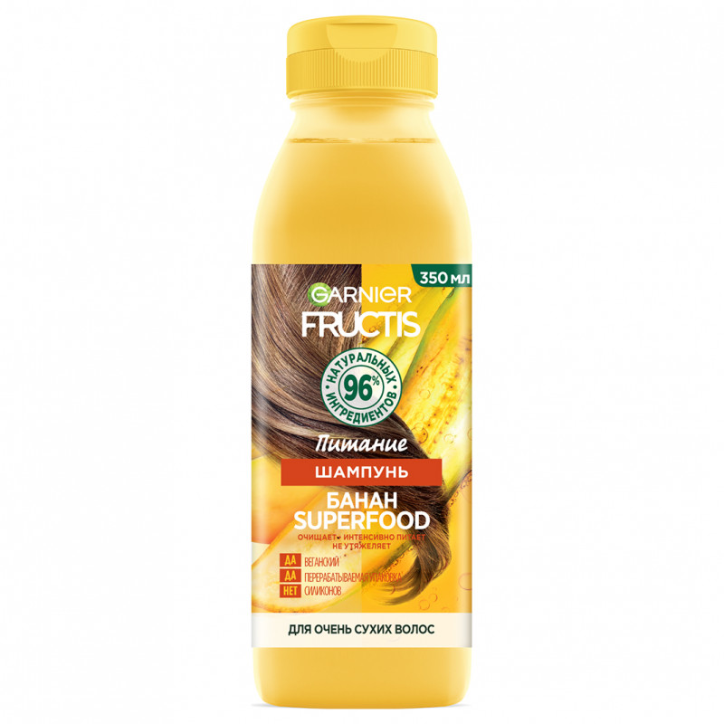 Fructis Superfood Банан Шампунь питательный для очень сухих волос 350мл от Garnier + 1