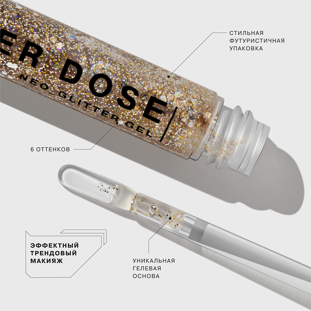 Глиттер на гелевой основе Glitter Dose, тон 03 золотой от Influence Beauty + 3