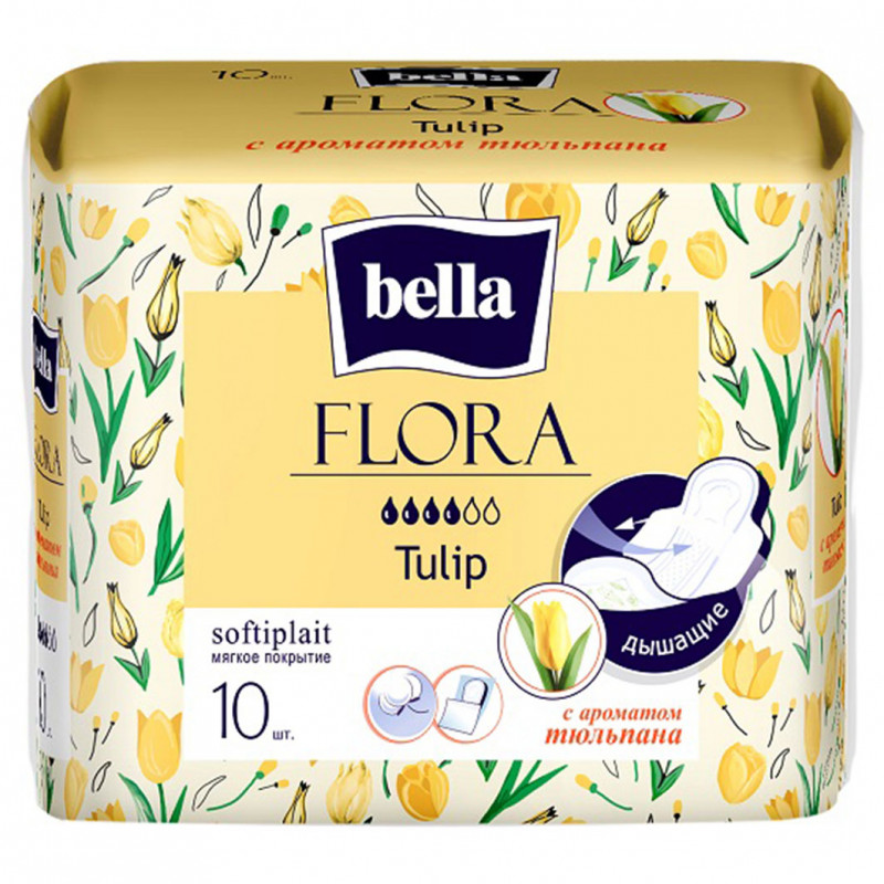 Прокладки Flora с ароматом тюльпана 10шт  от Bella + 1