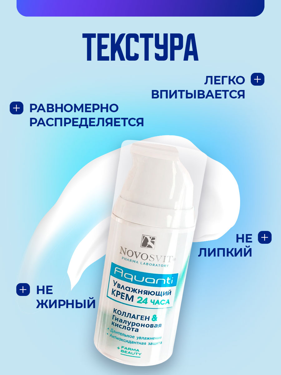 Гиалуроновая кислота & Коллаген Увлажняющий крем 24ч 50мл  от Novosvit + 4