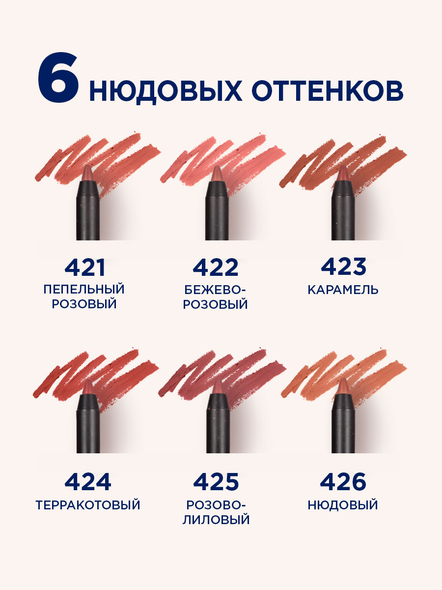 Карандаш для губ устойчивый Fine Line, тон 421 пепельный розовый от SHU + 8