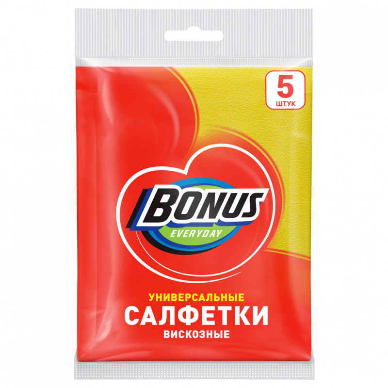 Салфетки универсальные вискозные 5шт от Bonus + 1