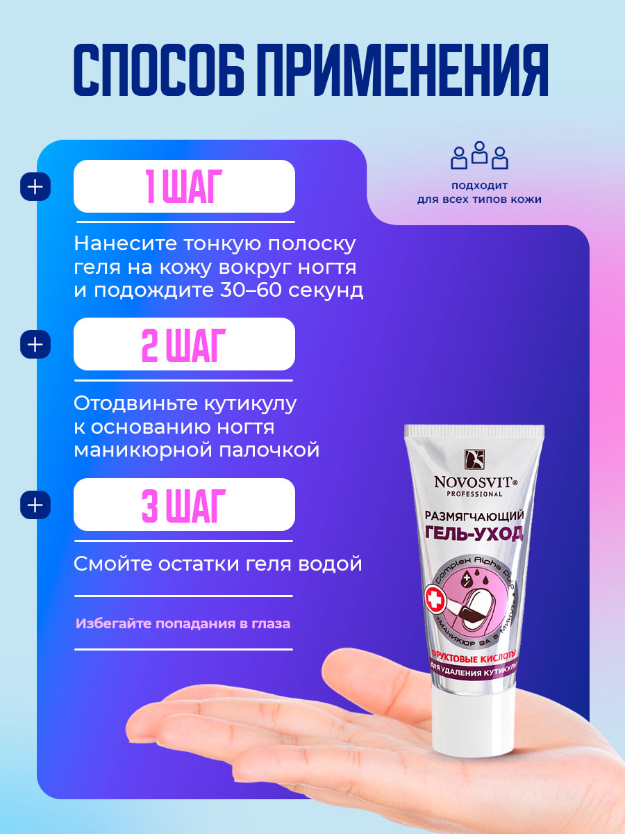 Размягчитель гель-уход для удаления кутикулы 20мл от Novosvit + 6