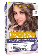 Excellence Cool Crème Стойкая Крем-краска для волос, тон 7.11 Ультрапепельный, русый