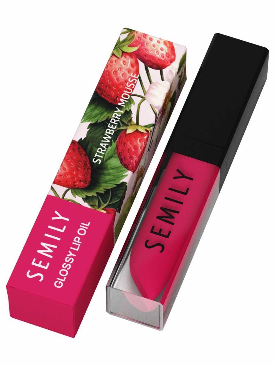 Масло-блеск для губ Strawberry Mousse 5мл от Semily + 4