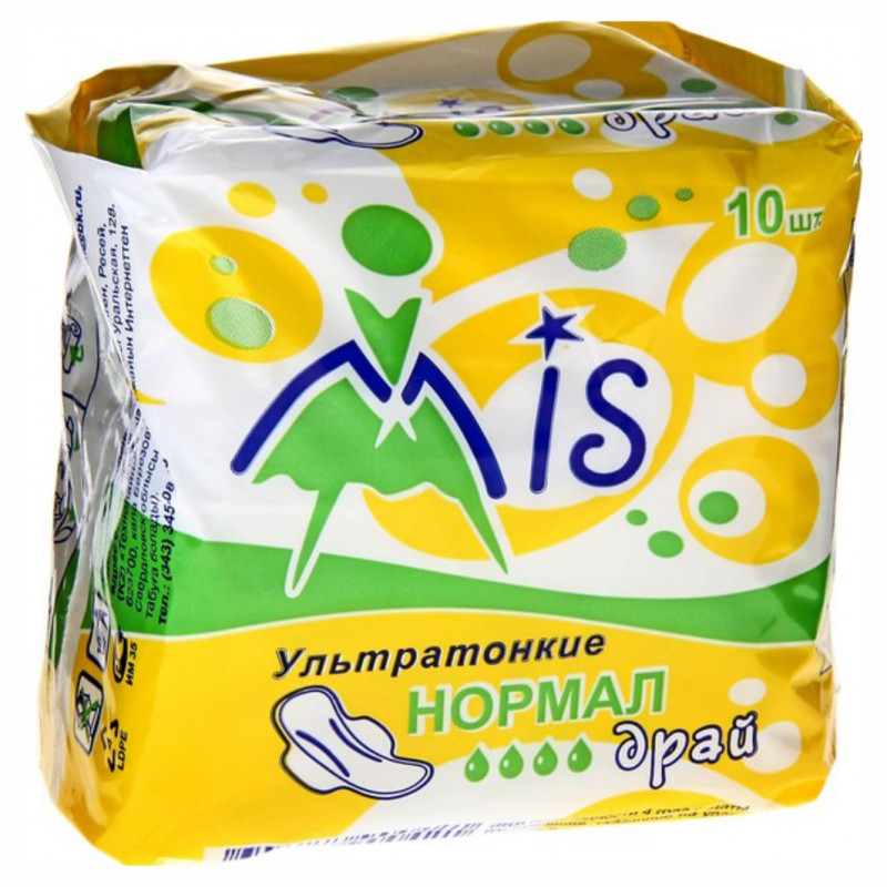 Прокладки ультратонкие Нормал драй 10шт от Mis + 1