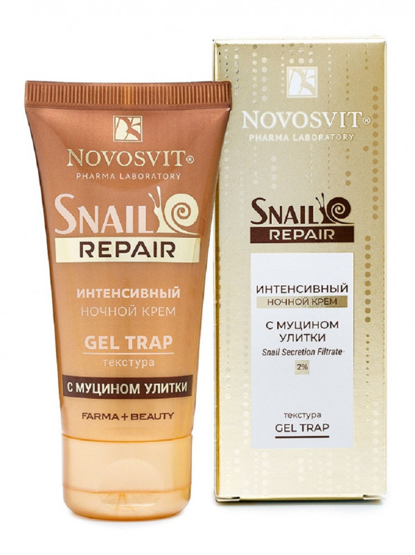 Интенсивный ночной крем Gel Trap с муцином улитки 50мл от Novosvit + 1