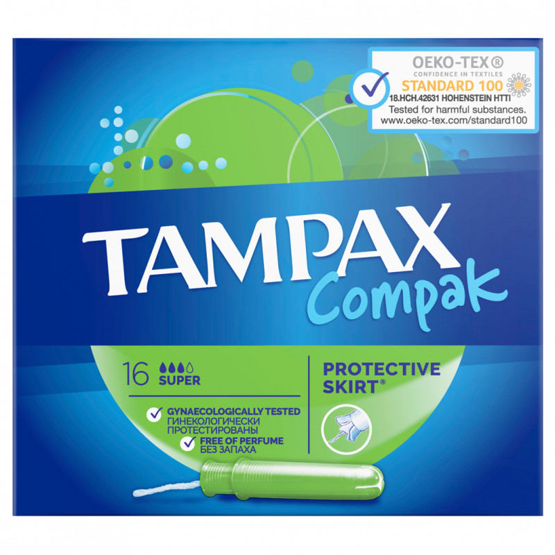 Compak Тампоны с аппликатором Super 16шт  от Tampax + 1