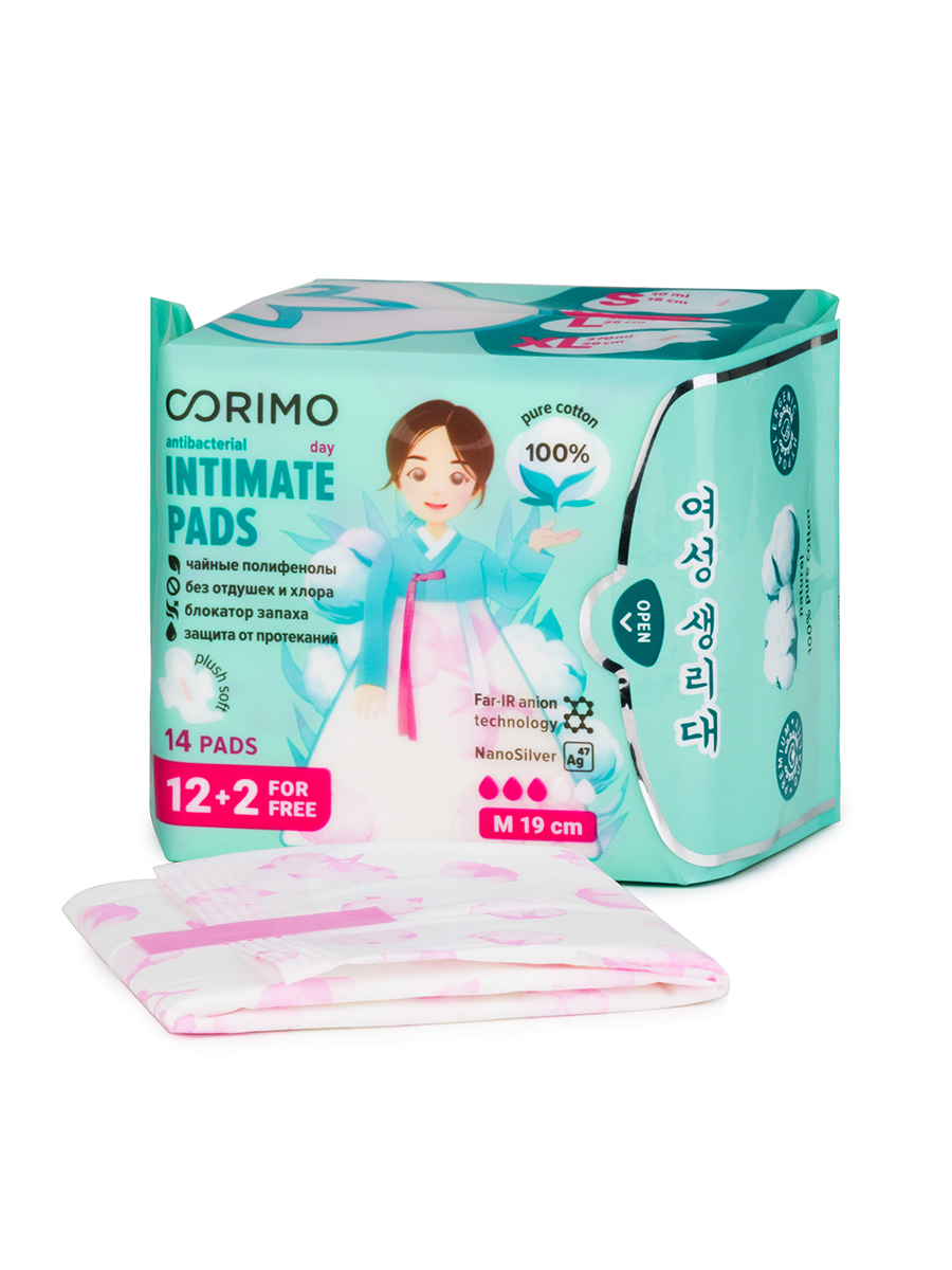 Прокладки впитывающие Cotton (M-19 сm) 14шт от Corimo + 3