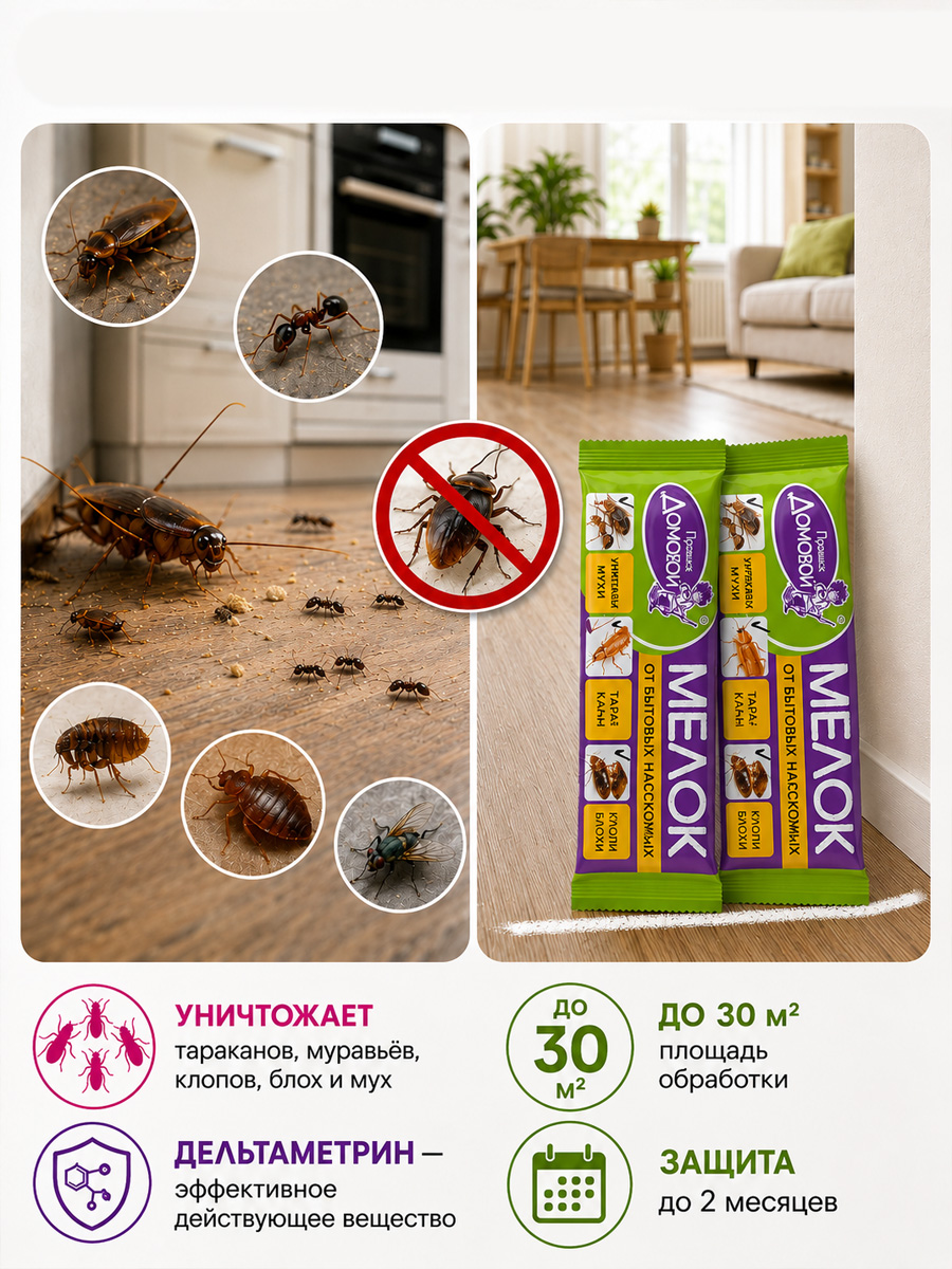 Мелок от тараканов 20г  от Домовой Прошка + 3