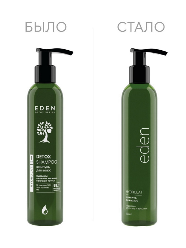 Detox Шампунь для волос Hydrolat 350мл  от EDEN + 1