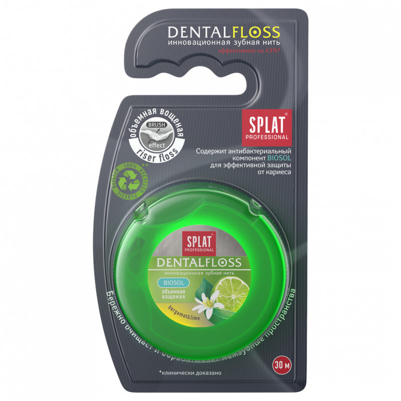Professional DentalFloss Зубная нить Бергамот и лайм 30м  от Splat + 1