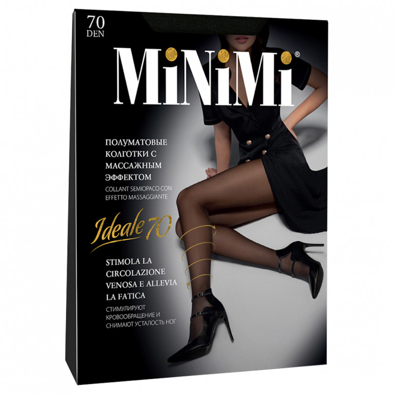 Колготки Ideale 70den, Nero 2р утяжка по ноге от MiNiMi + 1