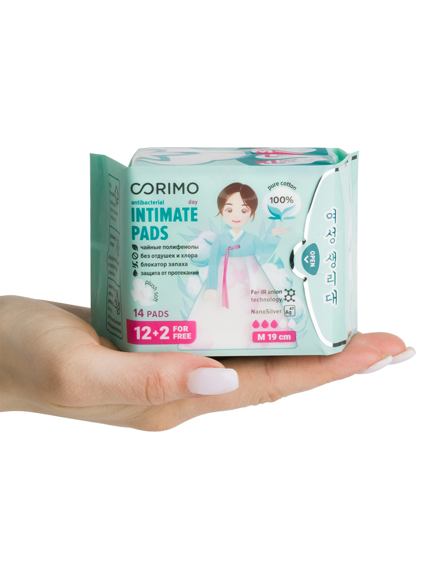 Прокладки впитывающие Cotton (M-19 сm) 14шт от Corimo + 4