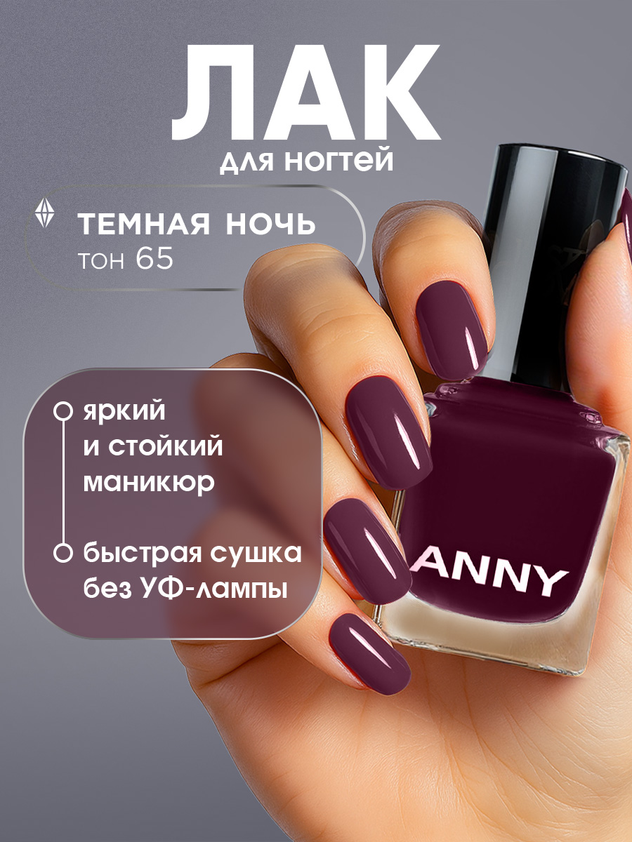 Лак для ногтей, тон 65 темная ночь от Anny + 2