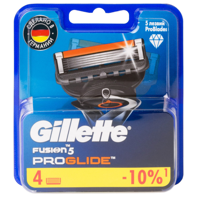 Сменные кассеты Fusion Proglide 4шт от Gillette + 1
