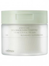 Пэды для лица успокаивающие с центеллой азиатской Ji Woo Gae Cica BHA Blemish Toner Pad 60шт/170мл