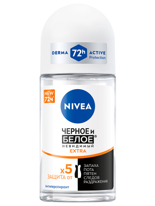 Дезодорант антиперспирант роликовый Черное и белое Невидимый Extra 50мл от Nivea + 1