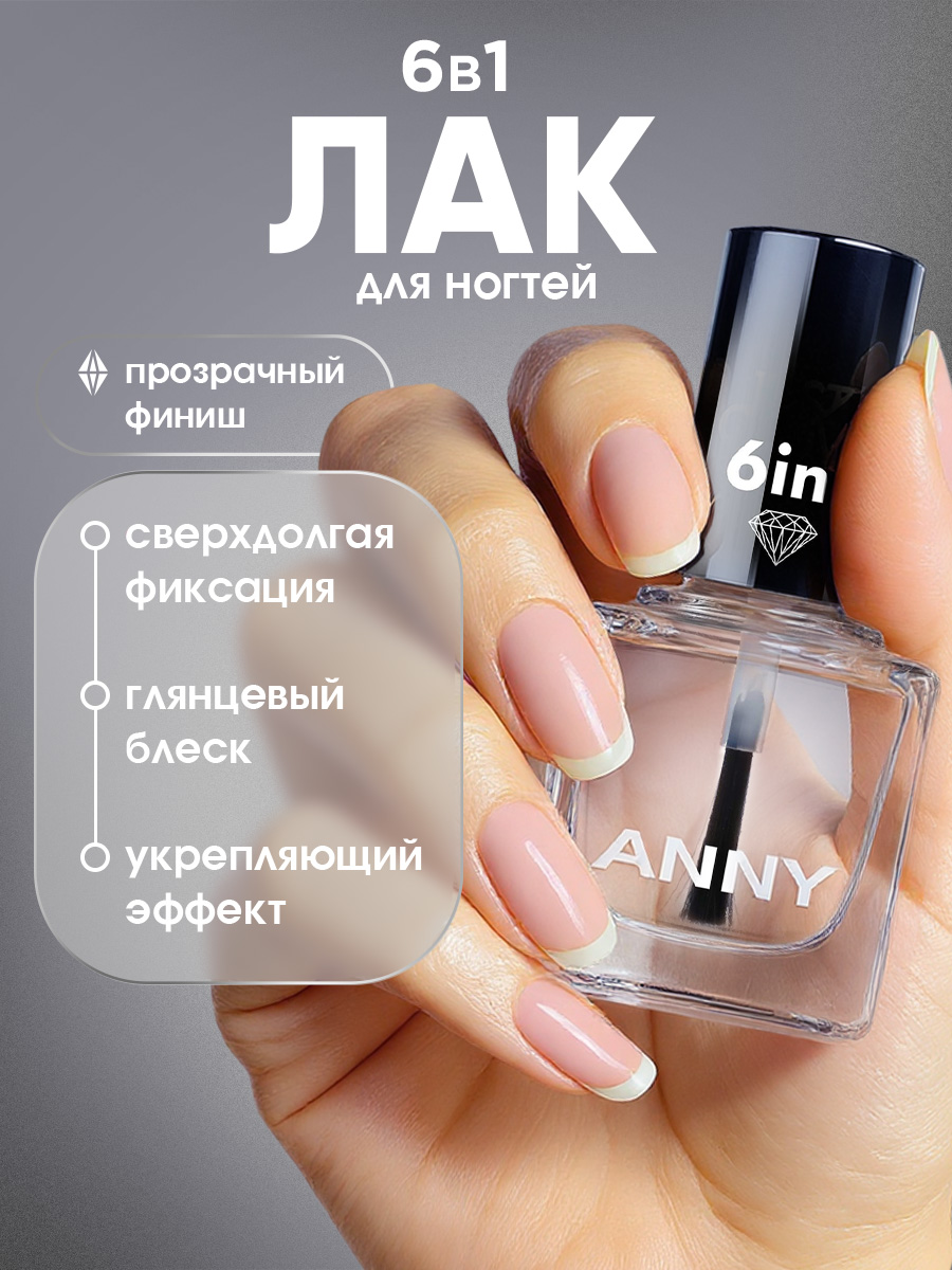 Средство для ногтей 6в1 (основа, уход, закрепляющее покрытие) 15мл от Anny + 2