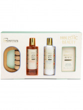 Подарочный набор Holistic Beauty Лотос и белый чай (Гель для душа 150 мл + Лосьон для тела 150мл +Соль для ванн 100г + Массажер)