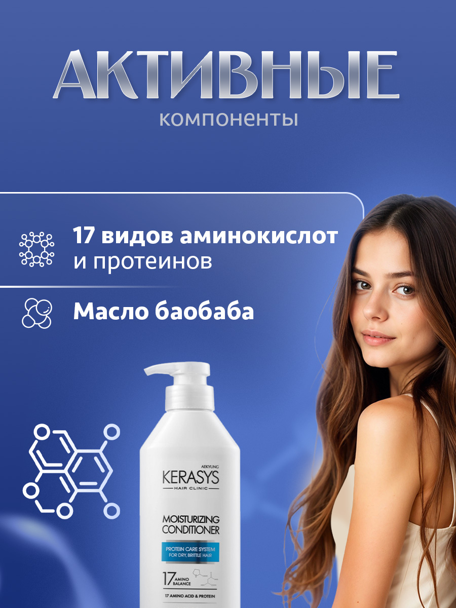 Hair Clinic System Кондиционер для волос Увлажняющий 400мл  от Kerasys + 2