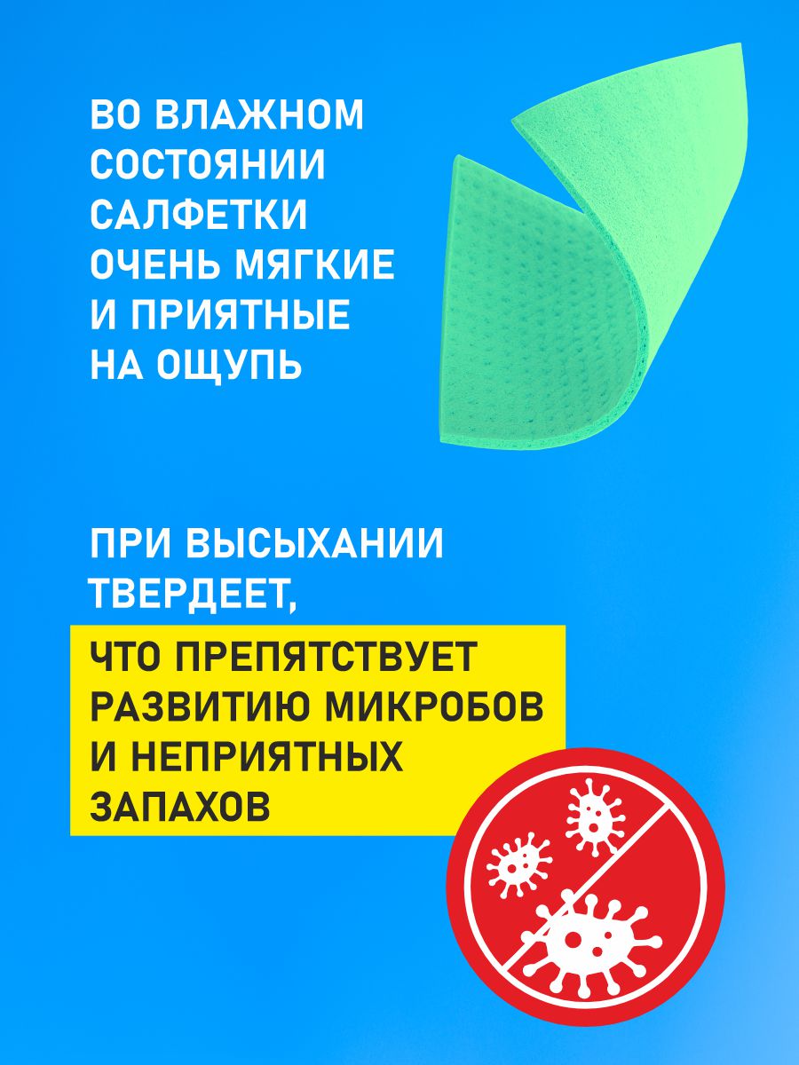 Салфетки целлюлозные 15*15см 3шт от Master Fresh + 5