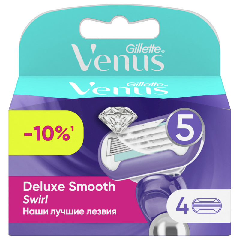 Сменные кассеты Venus Extra Smooth Swirl 4шт  от Gillette + 1